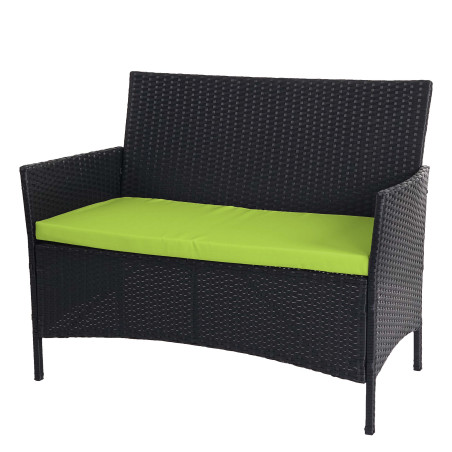 Banc de jardin Halden en polyrotin, banquette - anthracite, coussin vert