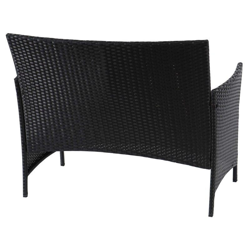 Banc de jardin Halden en polyrotin, banquette - anthracite, coussin vert