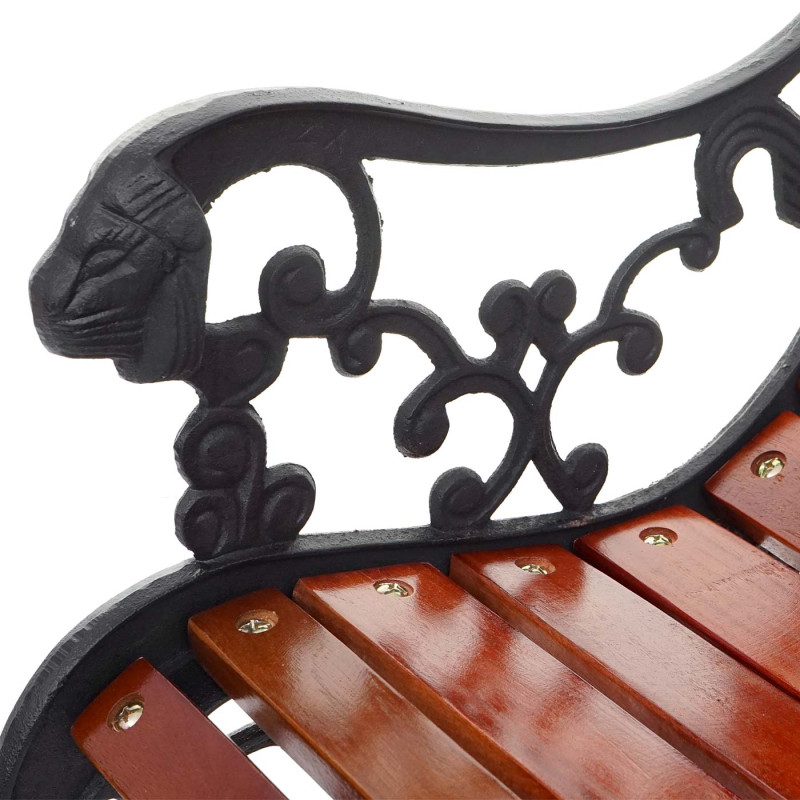 Banc de jardin Emden, bois, fonte, 125 cm - brun