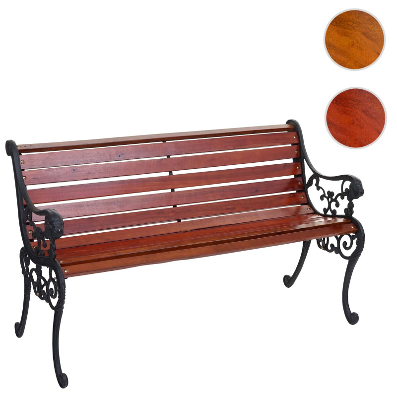 Banc de jardin Emden, bois, fonte, 125 cm - brun