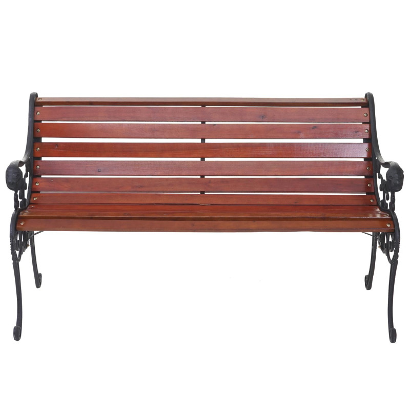 Banc de jardin Emden, bois, fonte, 125 cm - brun