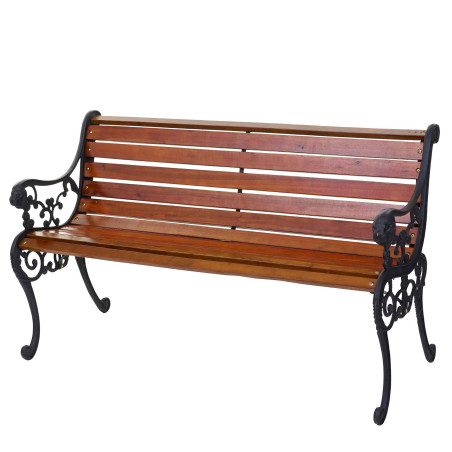 Banc de jardin Emden, bois, fonte, 125 cm - naturel, laqué