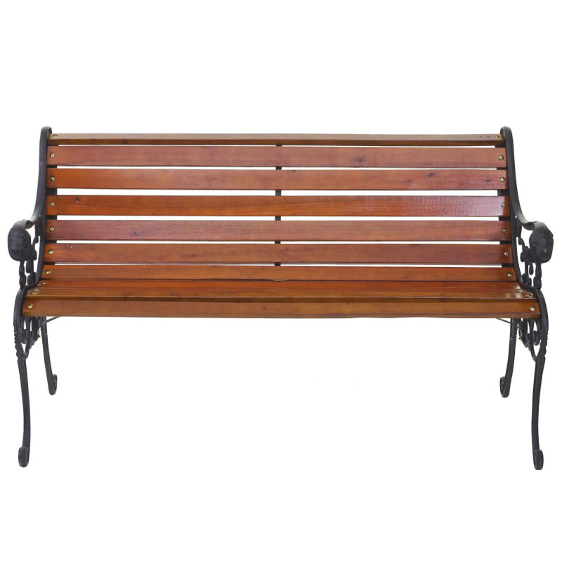 Banc de jardin Emden, bois, fonte, 125 cm - naturel, laqué