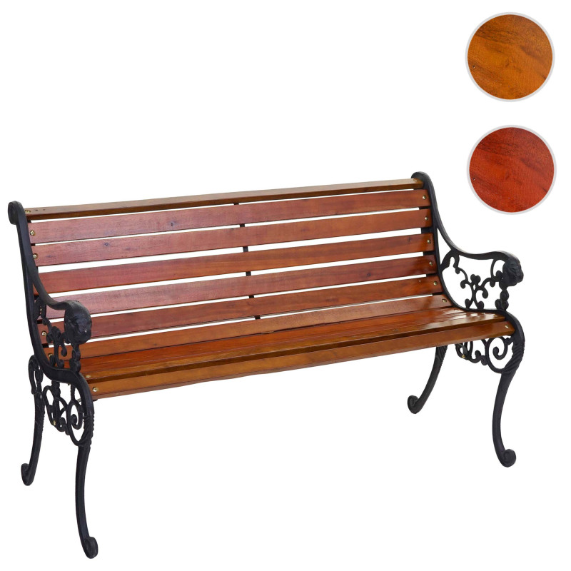 Banc de jardin Emden, bois, fonte, 125 cm - naturel, laqué