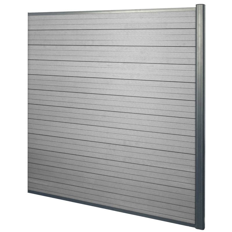 WPC pare-vue Sarthe, abat-vent, clôture, aluminium premium - élément d'élargissement, 1,85m, gris