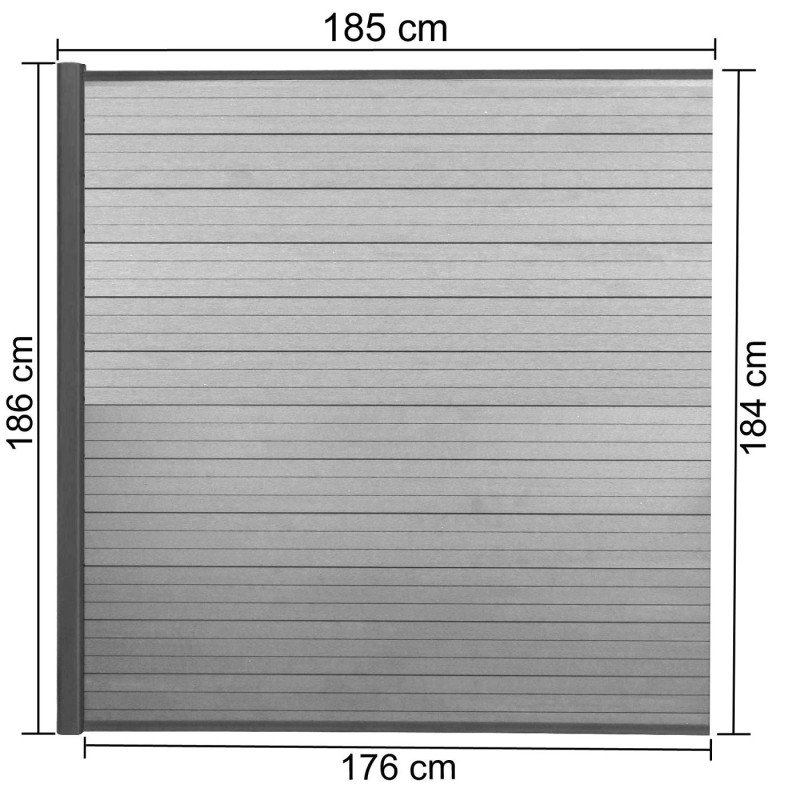 WPC pare-vue Sarthe, abat-vent, clôture, aluminium premium - élément d'élargissement, 1,85m, gris