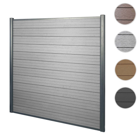 WPC pare-vue Sarthe, abat-vent, clôture, aluminium premium - élément de base, 1,90m, gris