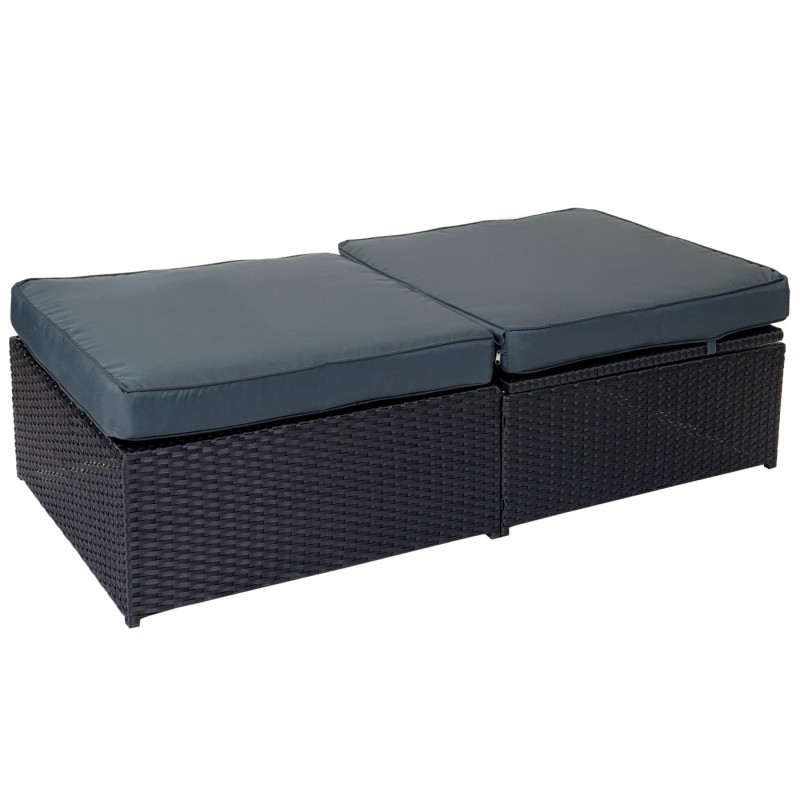 Garniture de jardin Adana, polyrotin, set lounge, aluminium - noir, coussins gris