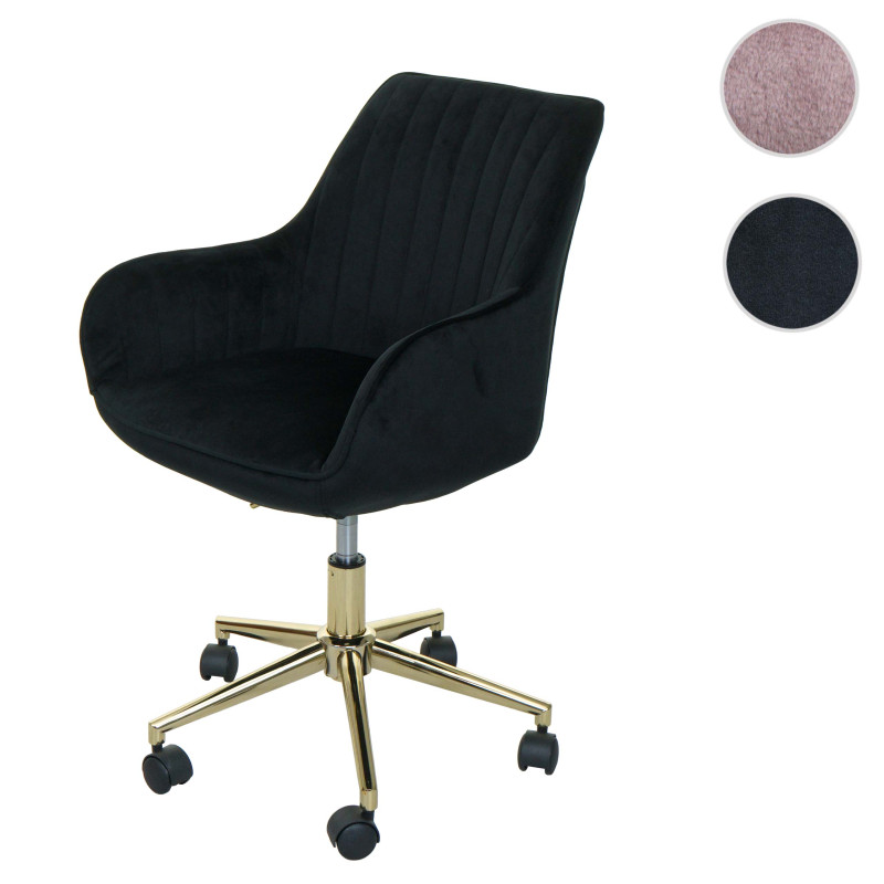 Chaise de bureau chaise pivotante chaise de bureau chaise inclinable, velours avec accoudoirs pied doré - rose