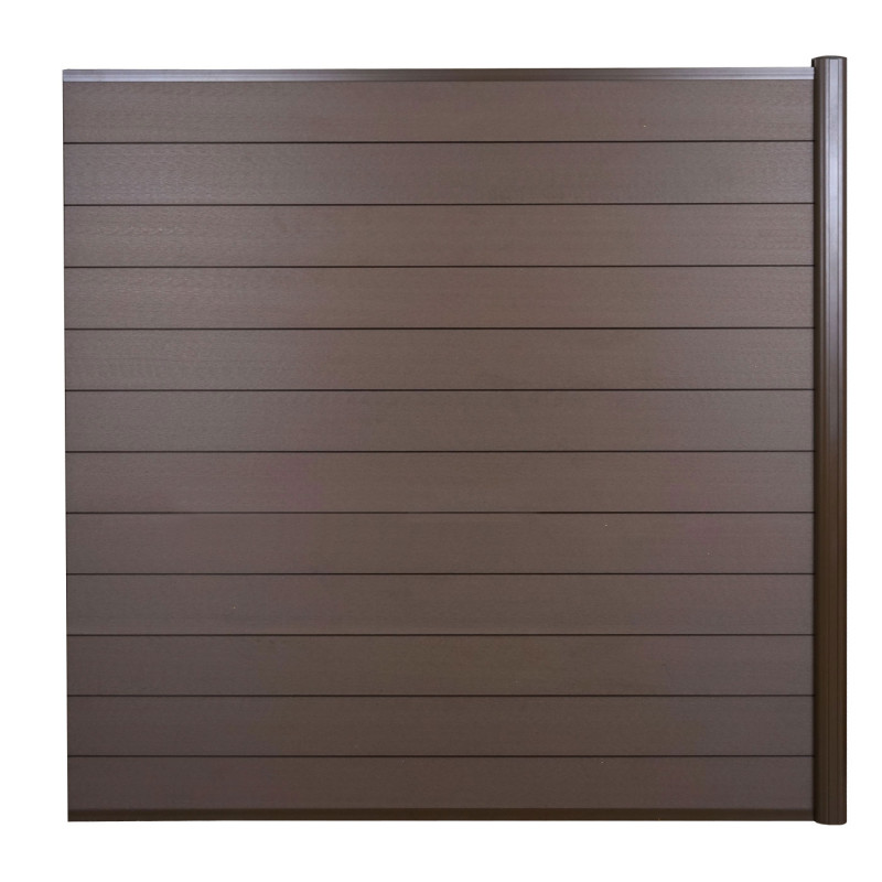 WPC pare-vue Sarthe, abat-vent, clôture, aluminium premium - élément d'élargissement, 1,85m, marron