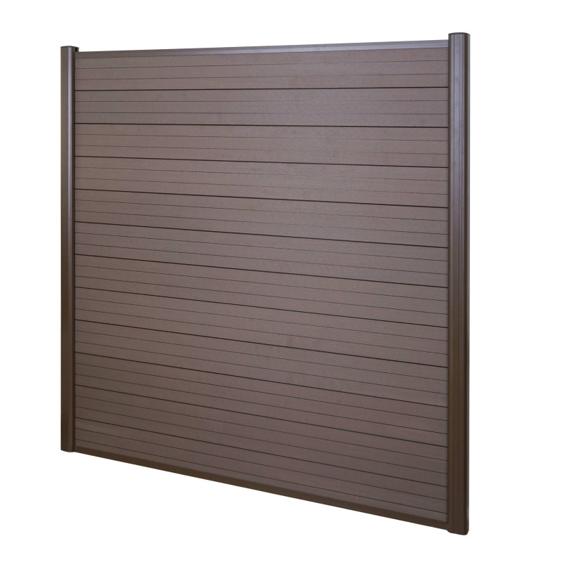 WPC pare-vue Sarthe, abat-vent, clôture, aluminium premium - élément de base, 1,90m, marron