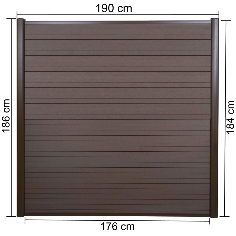 WPC pare-vue Sarthe, abat-vent, clôture, aluminium premium - lot de 2, 3,75m, marron
