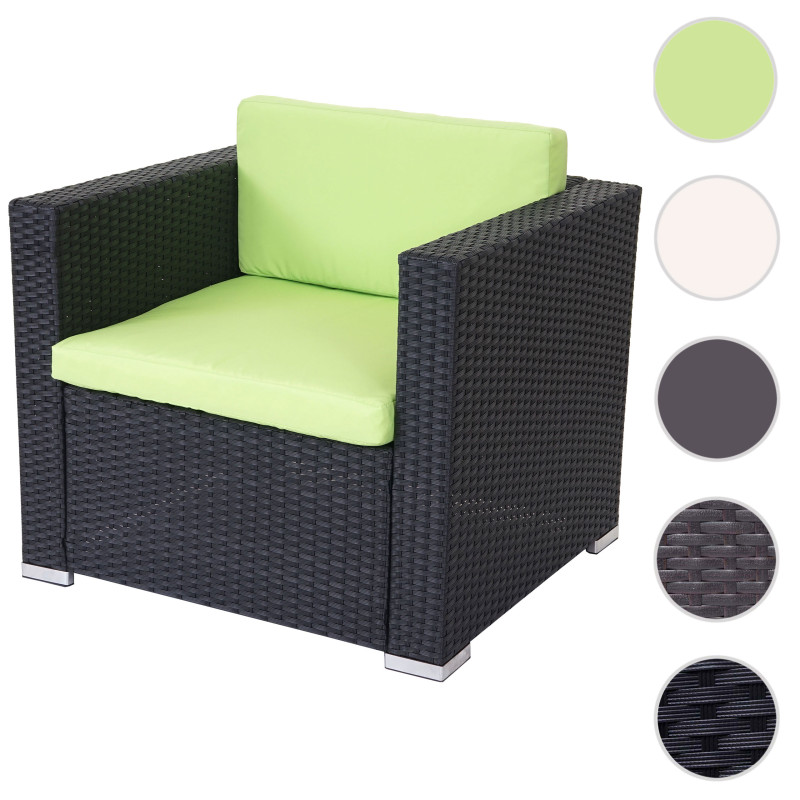 Canapé / fauteuil modulaire ROM Basic, polyrotin, aluminium - anthracite, coussin vert