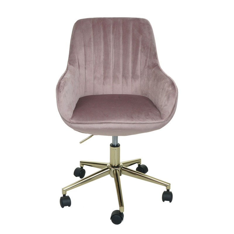 Chaise de bureau chaise pivotante chaise de bureau chaise inclinable, velours avec accoudoirs pied doré - rose