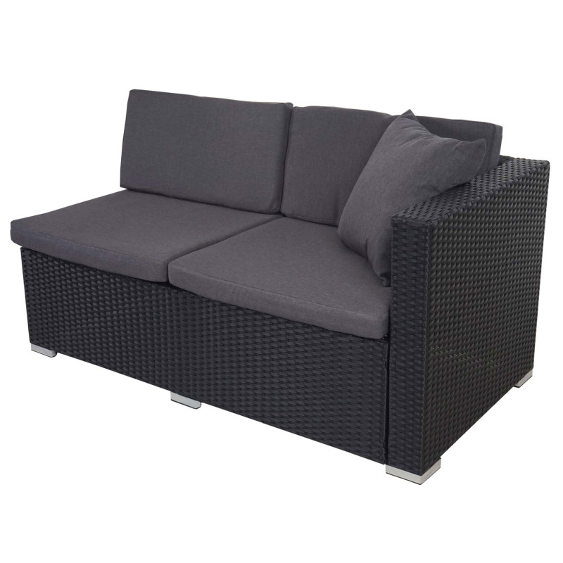 Garniture polyrotin ROM Basic, canapé, fauteuil, set lounge - anthracite, coussin anthracite