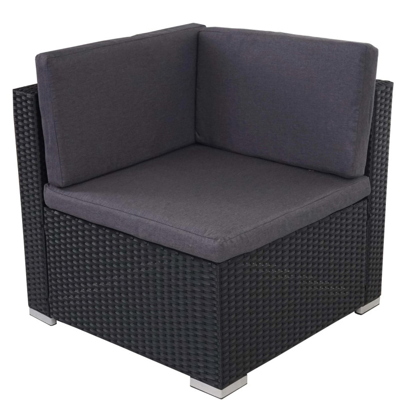Garniture polyrotin ROM Basic, canapé, fauteuil, set lounge - anthracite, coussin anthracite