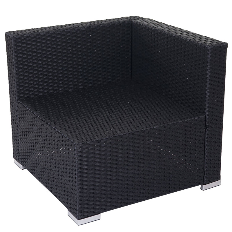 Garniture polyrotin ROM Basic, canapé, fauteuil, set lounge - anthracite, coussin vert