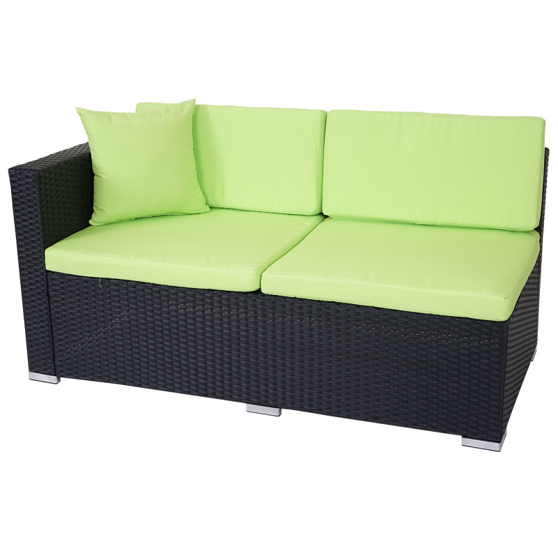 Garniture polyrotin ROM Basic, canapé, fauteuil, set lounge - anthracite, coussin vert