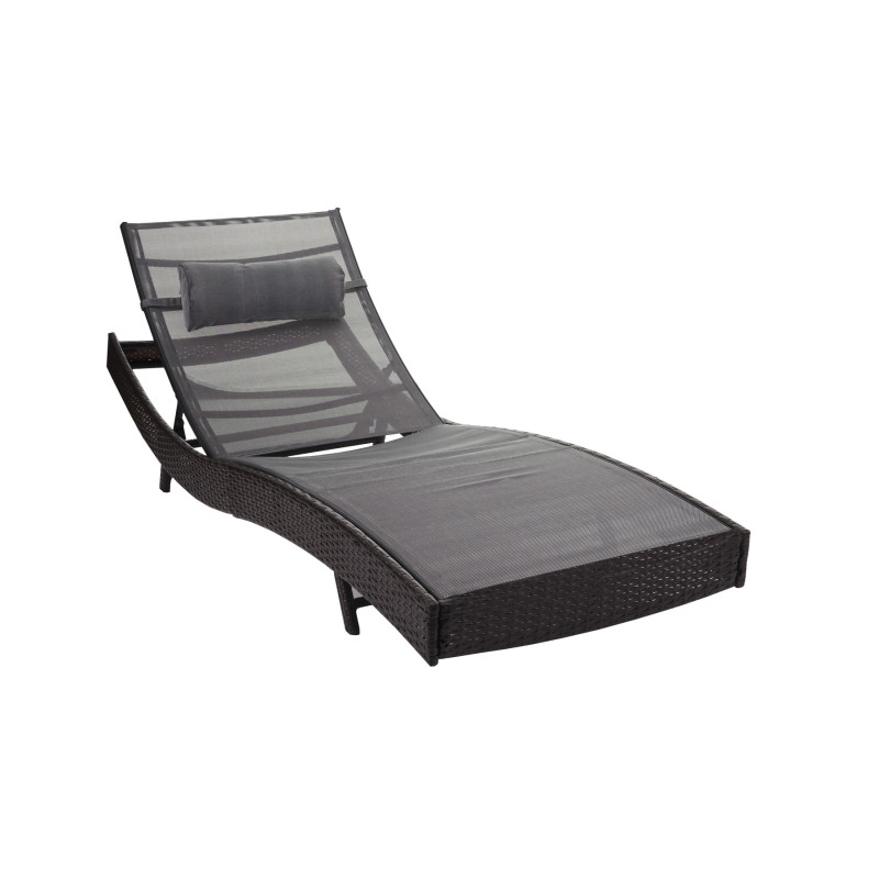 Chaise longue Savannah, polyrotin, bain de soleil - marron chiné, enveloppe gris