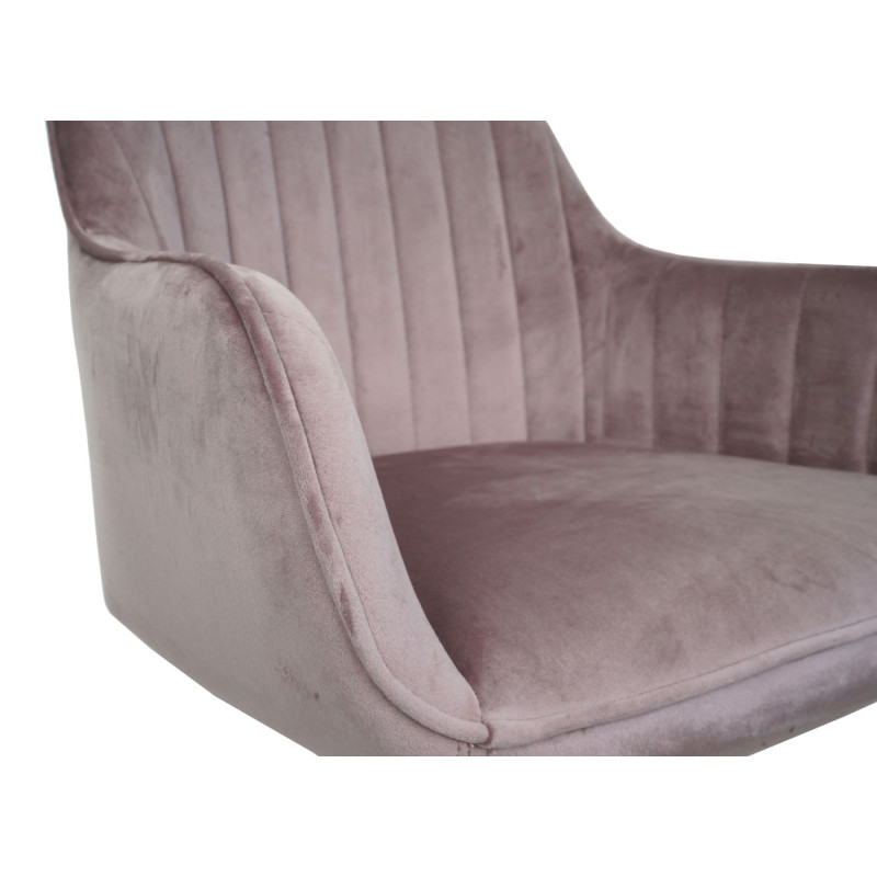 Chaise de bureau chaise pivotante chaise de bureau chaise inclinable, velours avec accoudoirs pied doré - rose