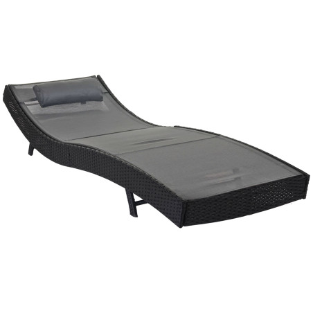 Chaise longue Savannah, polyrotin, bain de soleil - anthracite, enveloppe gris