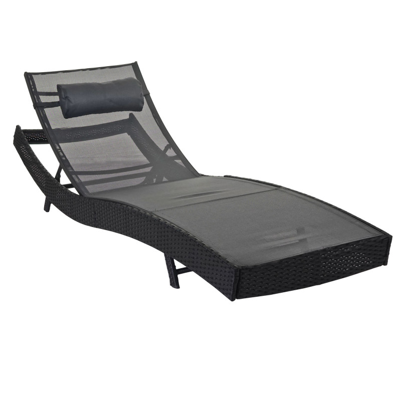 Chaise longue Savannah, polyrotin, bain de soleil - anthracite, enveloppe gris