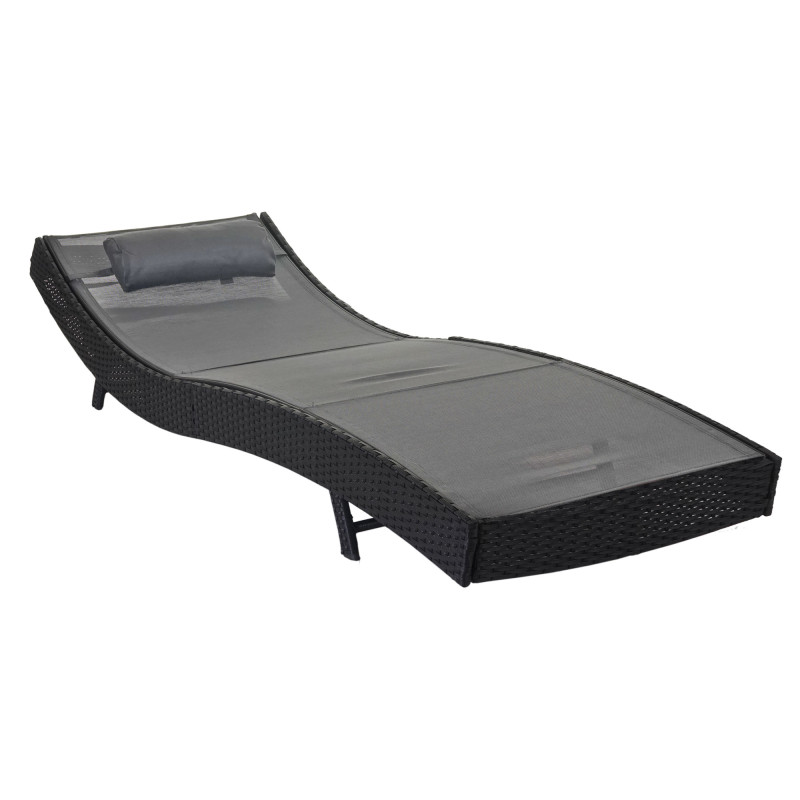 Chaise longue Savannah, polyrotin, bain de soleil - anthracite, enveloppe gris