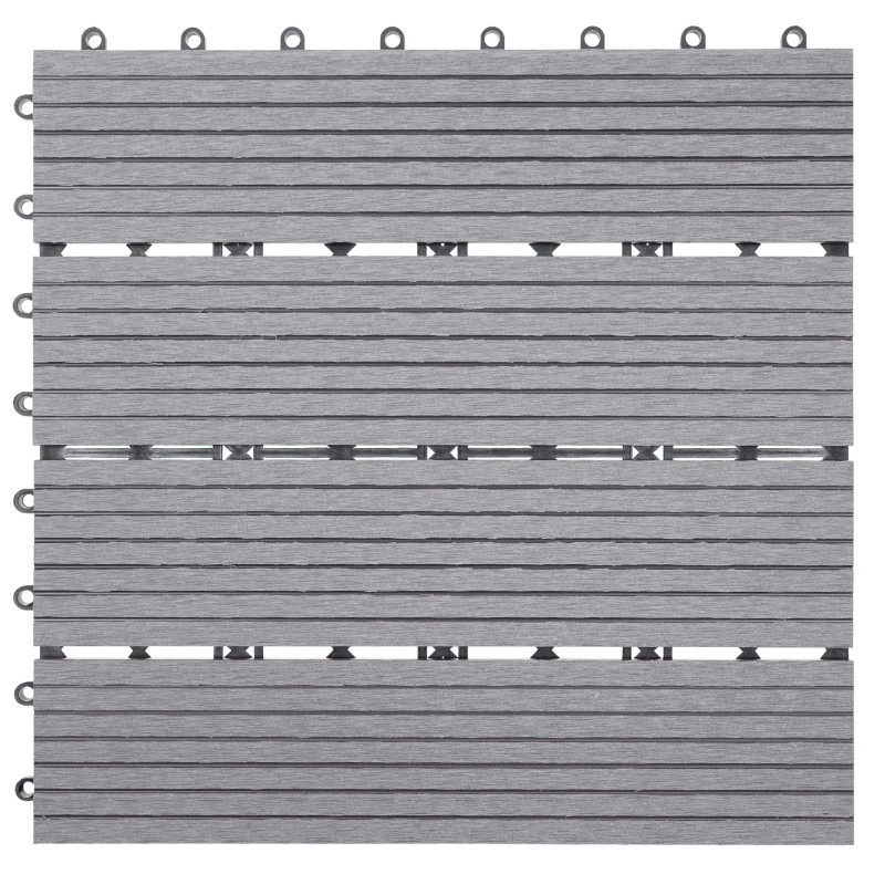 11x carreau WPC Rhone, carrelage de sol, balcon / terrasse, à 30x30cm 1qm - gris linéaire