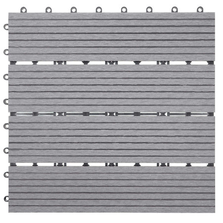 11x carreau WPC Rhone, carrelage de sol, balcon / terrasse, à 30x30cm 1qm - gris linéaire