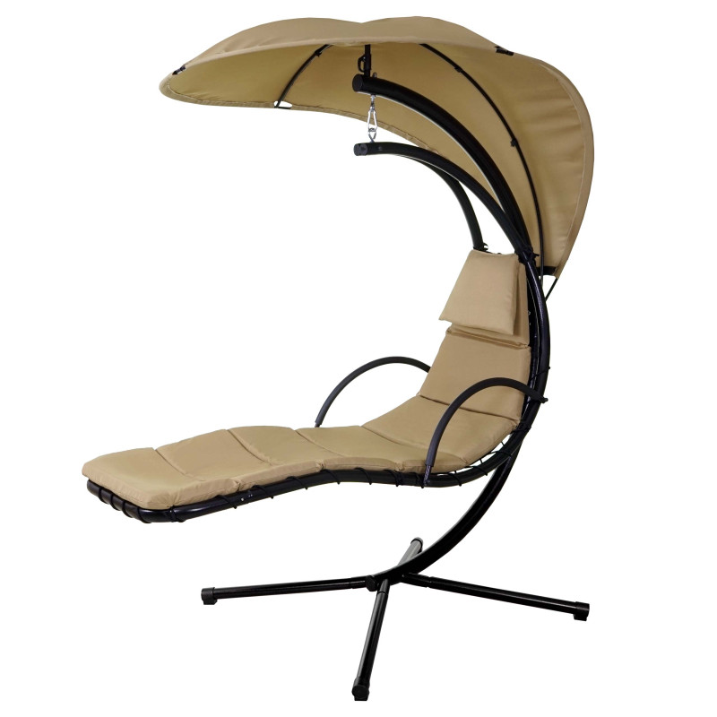 Chaise longue flottante Cabrera, couchette relax, bain de soleil avec marquise - beige