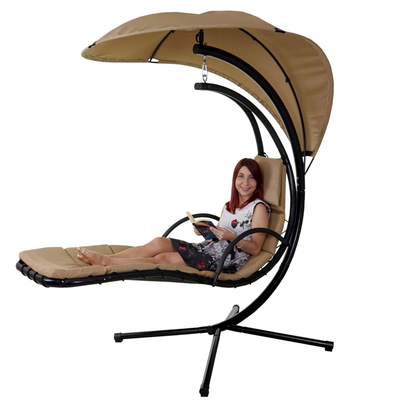 Chaise longue flottante Cabrera, couchette relax, bain de soleil avec marquise - beige