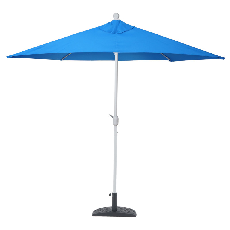 Parasol Parla en alu, hémicycle, parasol de balcon UV 50+ - 300cm bleu avec pied