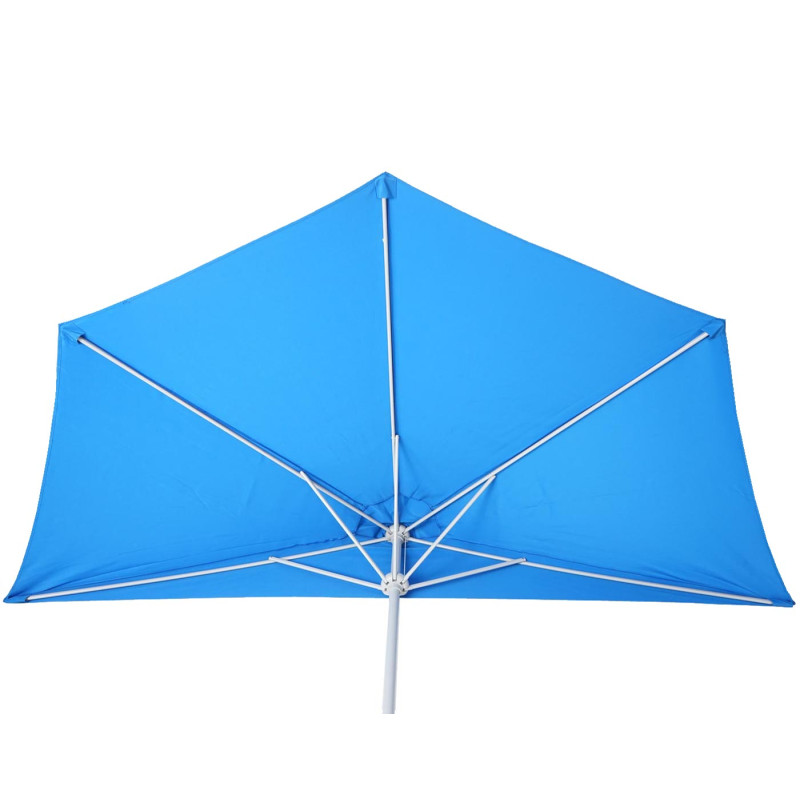 Parasol Parla en alu, hémicycle, parasol de balcon UV 50+ - 300cm bleu avec pied