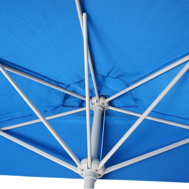 Parasol Parla en alu, hémicycle, parasol de balcon UV 50+ - 300cm bleu avec pied