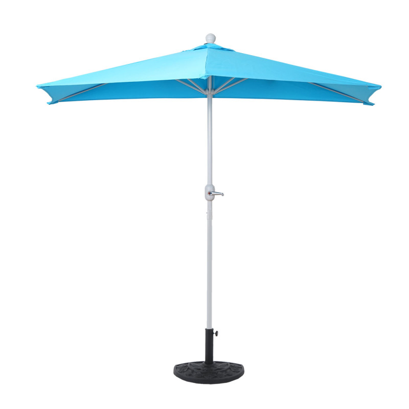 Parasol demi-rond Parla, demi-parasol de balcon, UV 50+ polyester/acier 3kg - 300cm turquoise avec support