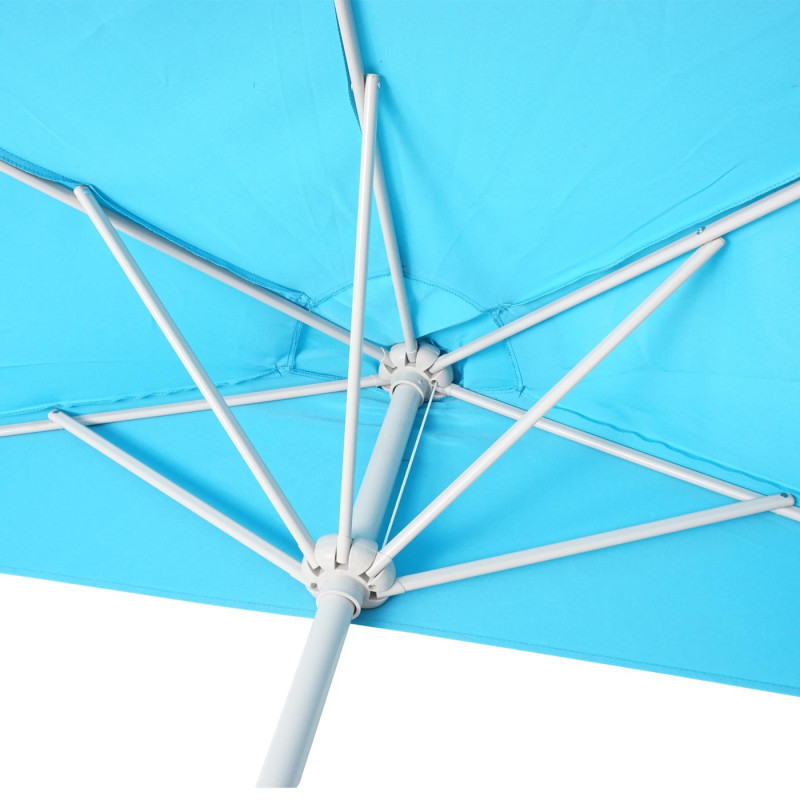 Parasol demi-rond Parla, demi-parasol de balcon, UV 50+ polyester/acier 3kg - 300cm turquoise avec support