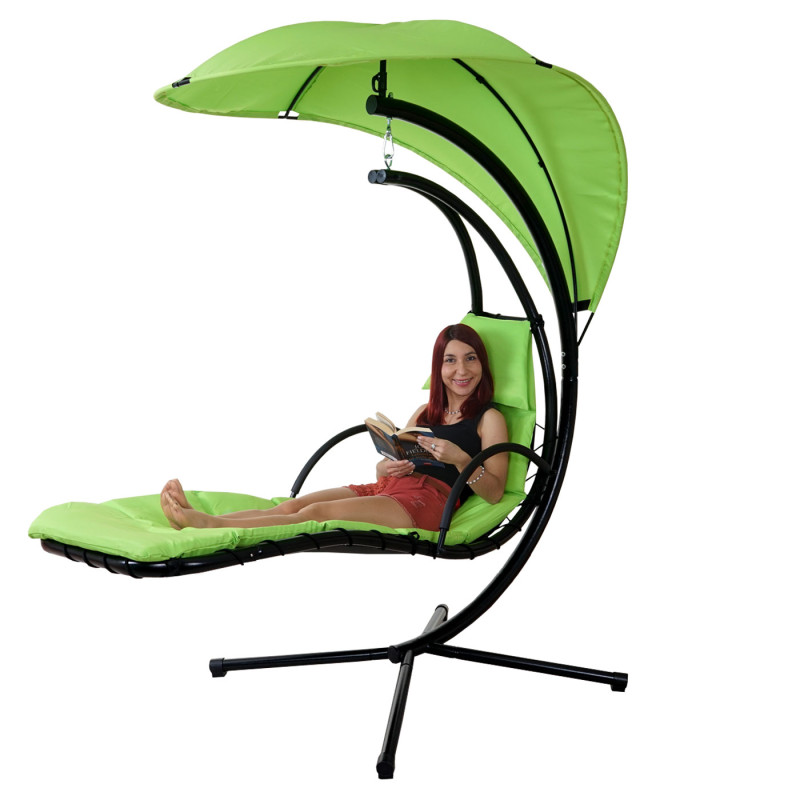 Chaise longue flottante Cabrera, couchette relax, bain de soleil avec marquise - vert clair