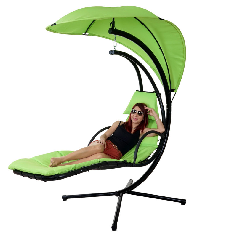 Chaise longue flottante Cabrera, couchette relax, bain de soleil avec marquise - vert clair