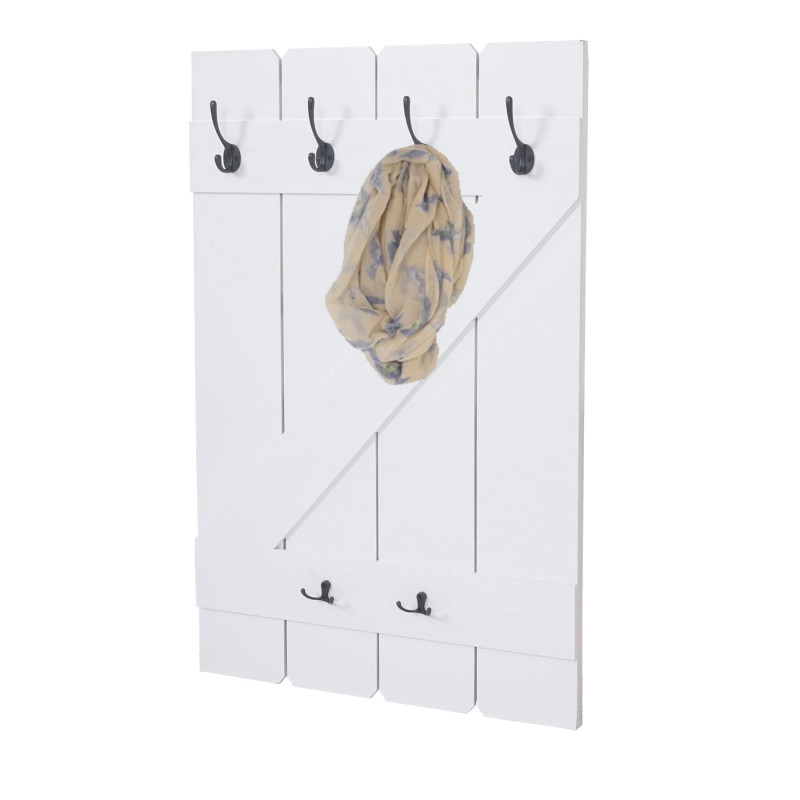 Garde-robe murale étagère de suspension, planche vestiaire, 6 crochets 91x60cm - laqué blanc