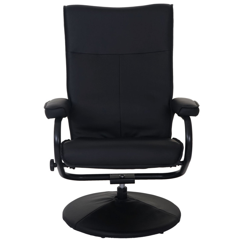 Fauteuil relax Leeds, fauteuil de télévision, avec tabouret, similicuir - noir