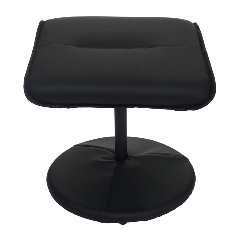 Fauteuil relax Leeds, fauteuil de télévision, avec tabouret, similicuir - noir