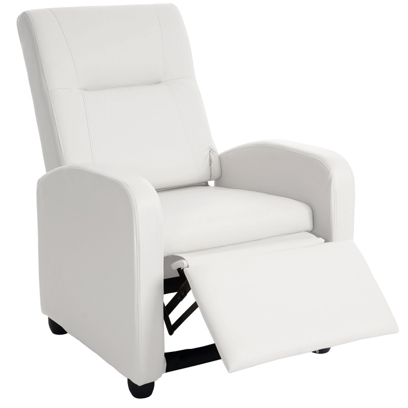 Fauteuil de télé Denver Basic, fauteuil de relaxation, similicuir - blanc