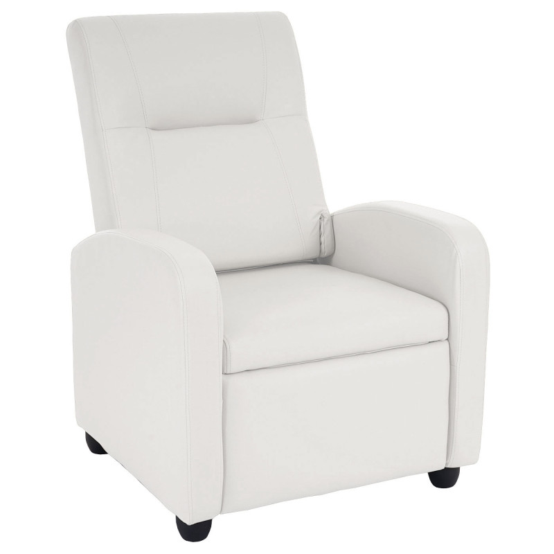 Fauteuil de télé Denver Basic, fauteuil de relaxation, similicuir - blanc