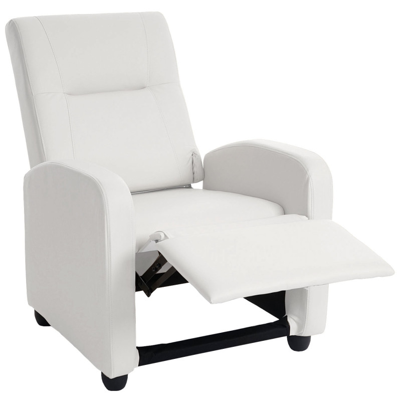 Fauteuil de télé Denver Basic, fauteuil de relaxation, similicuir - blanc