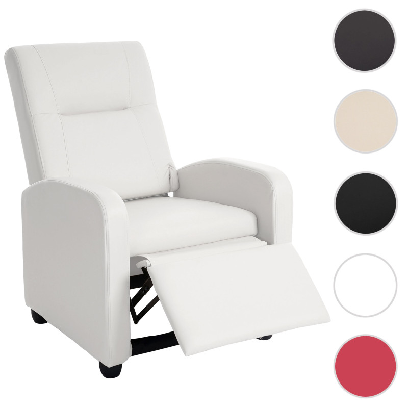 Fauteuil de télé Denver Basic, fauteuil de relaxation, similicuir - blanc