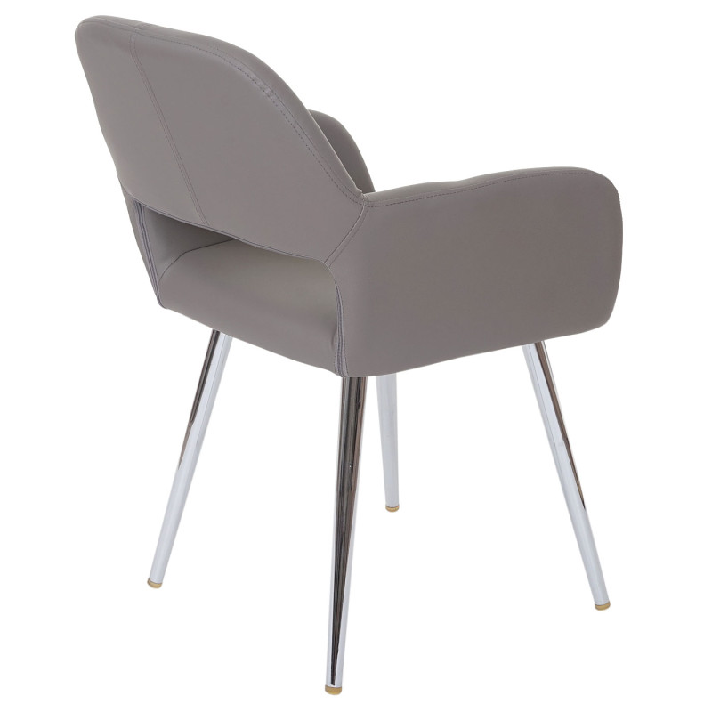 Chaise de salle à manger Altena, fauteuil, style rétro - similicuir, taupe