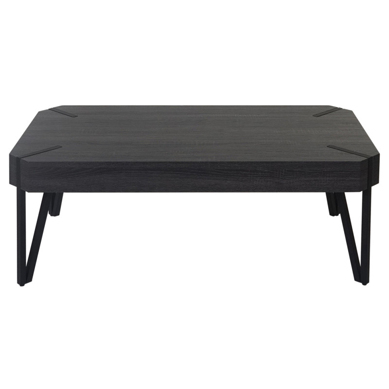 Table basse de salon Kos T573, MVG 43x110x60cm - sonoma noir, pieds métalliques foncés