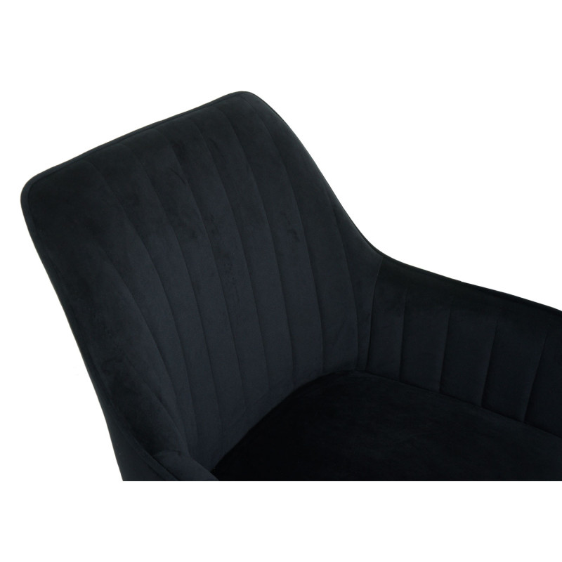 Chaise de bureau chaise pivotante chaise de bureau chaise inclinable, velours avec accoudoirs pied doré - noir