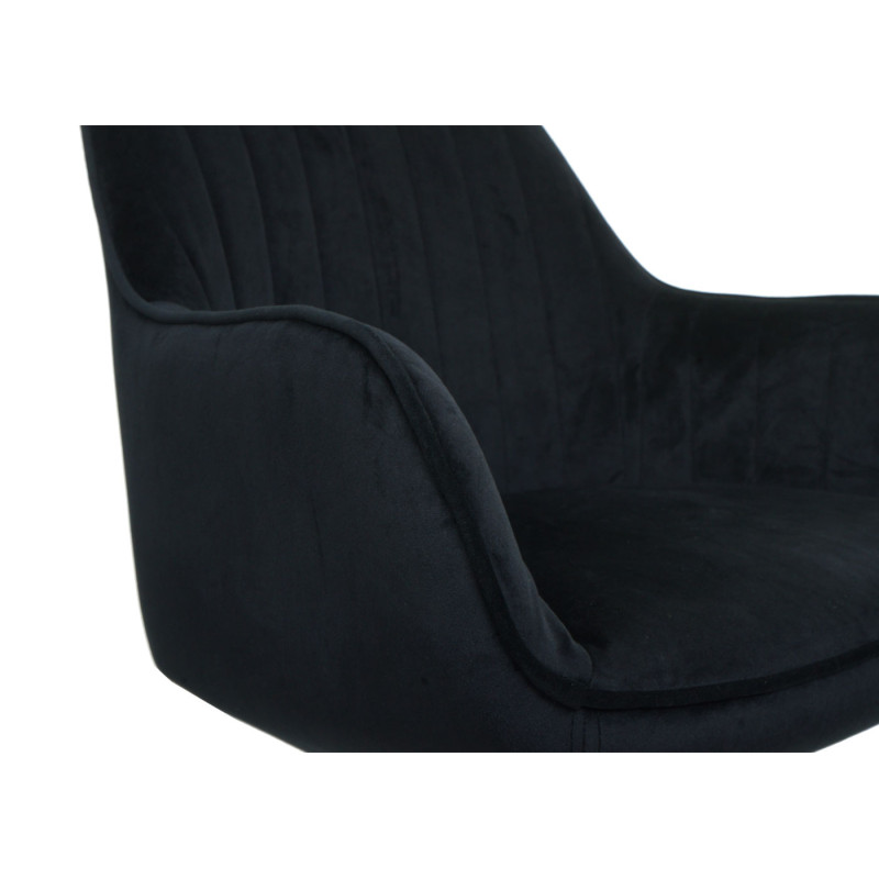 Chaise de bureau chaise pivotante chaise de bureau chaise inclinable, velours avec accoudoirs pied doré - noir