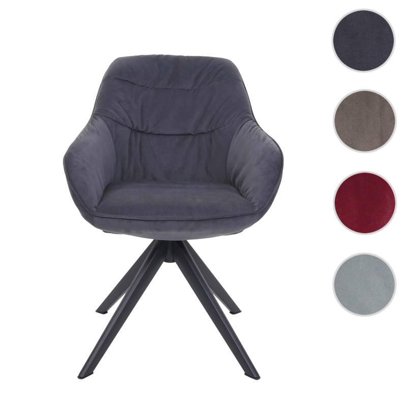Chaise de salle à manger  chaise rembourrée avec accoudoirs, pivotante, métal - tissu/textile gris clair
